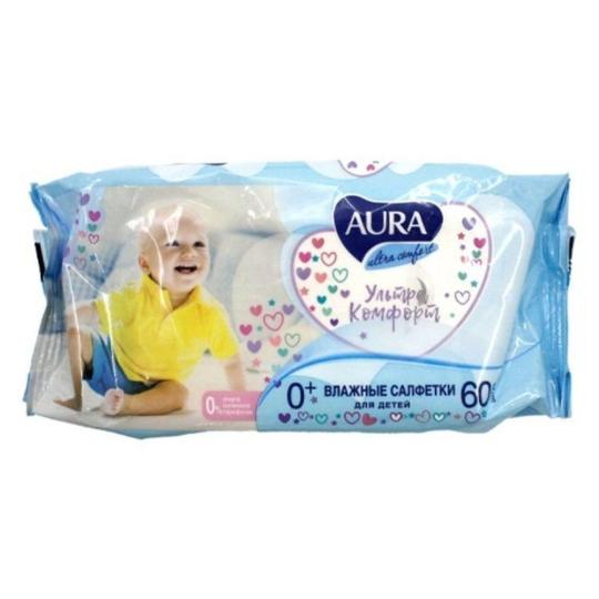 AURA Влажные салфетки для детей Aura Ultra Comfort  60 штук 