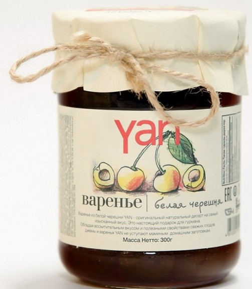 Варенье  Yan из белой черешни, 300 гр 