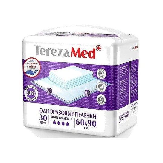 Пеленки впитывающие Tereza med одноразовые 60*90 см 30 шт