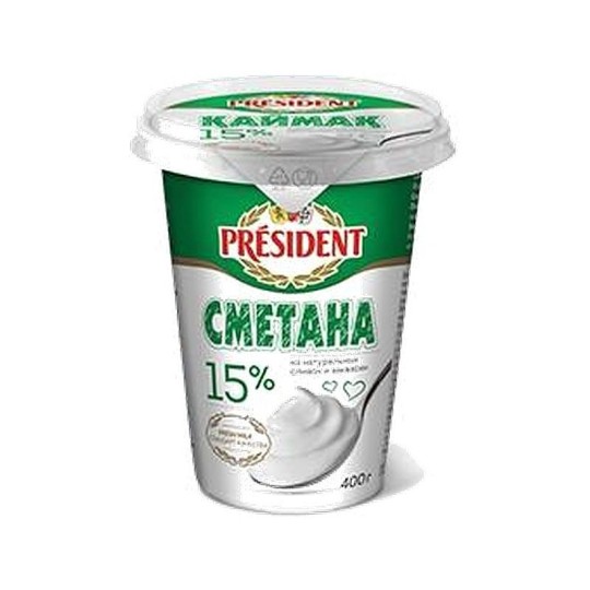 Сметана "President" 15% 400г