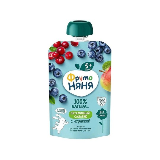 ДЕСЕРТ ФРУТО НЯНЯ ВИТАМИННЫЙ САЛАТИК С ЧЕРНИКОЙ 90ГР