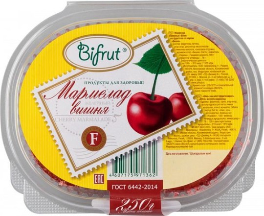 Мармелад Bifrut вишня на фруктозе 250 г