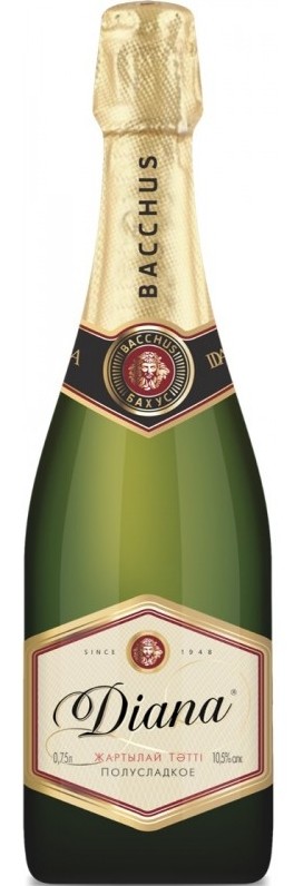 Шампанское белое полусладкое Bacchus Diana 10,5%, 0,75 л (Казахстан)