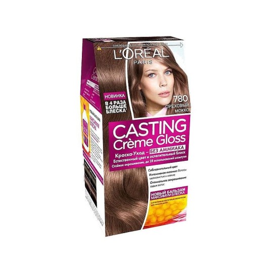 200МЛ L'Oreal Paris Краска для волос "Casting Creme Gloss" без аммиака, оттенок 780, Ореховый мокко