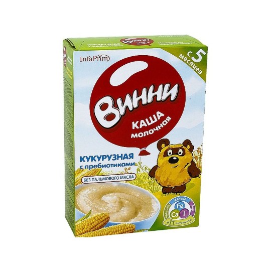 Каша Винни молочная кукурузная с пребиотиками с 5 мес 220 г