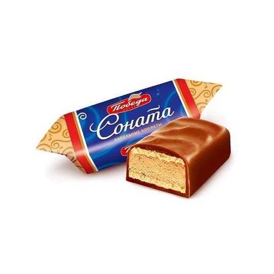 КОНФЕТЫ ВАФЕЛЬНЫЕ ПОБЕДА СОНАТА С ОРЕХОВЫМ КРЕМОМ В СЛИВОЧНОМ ШОКОЛАДЕ ВЕС