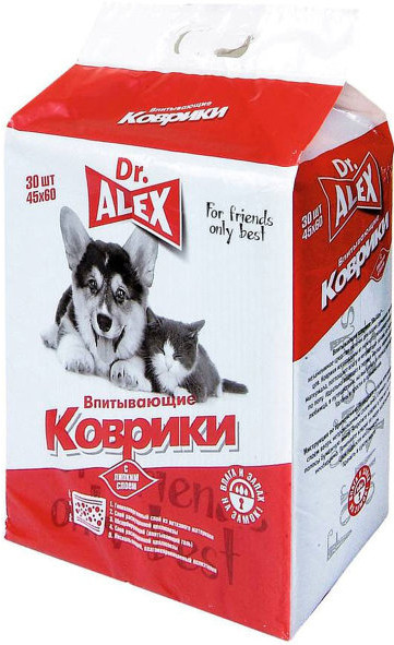 Коврики впитывающие Dr.Alex для животных 45*60 см 15 шт