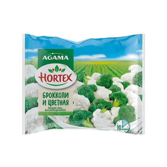 БРОККОЛИ AGAMA И ЦВЕТНАЯ КАПУСТА БЫСТРОЗАМОРОЖ 400Г