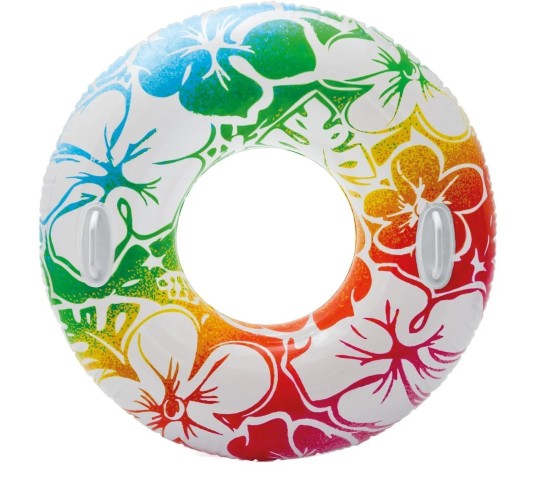  Надувной детский круг для плавания с ручками INTEX разноцветный (97 cm)