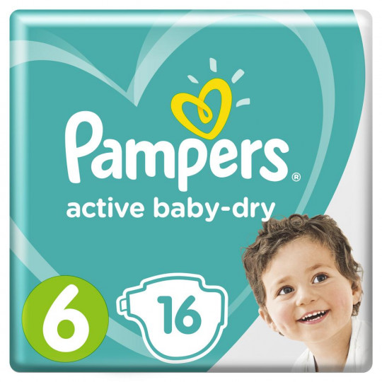 Подгузники Pampers Active Baby-Dry 13–18 кг, размер 6, 16 шт.