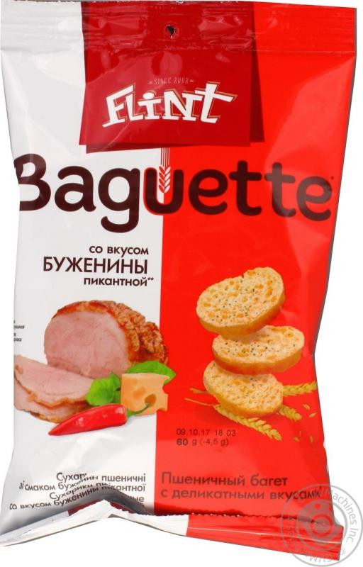 Flint Baguette Сухарики пшенично ржаные со вкусом «Буженины пикантной» 60 гр.