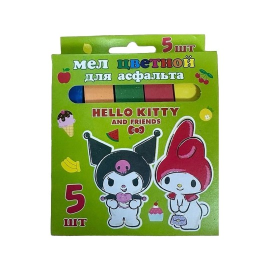 МЕЛ ЦВЕТНОЙ KUROMI+MY MELODY ДЛЯ АСФАЛЬТА JUMBO 5 ШТ 72025