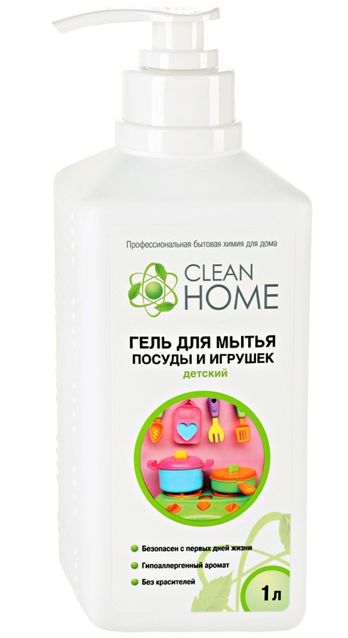 Гель для мытья детской посуды и игрушек Clean Home 1000мл