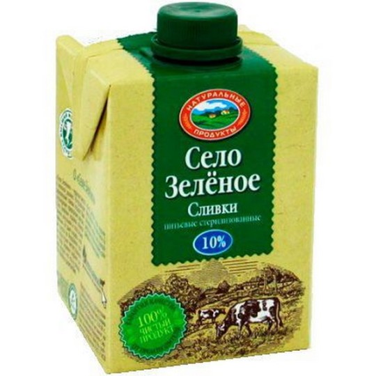 500Г СЛИВКИ СЕЛО ЗЕЛЕНОЕ 10%