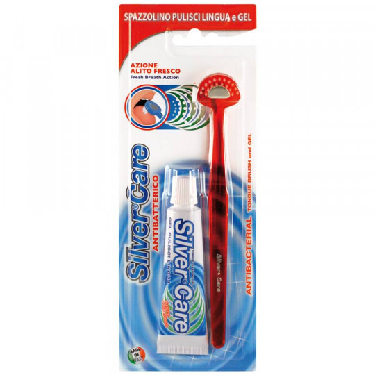 Комплект Silver Care (щетка и гель) для чистки языка