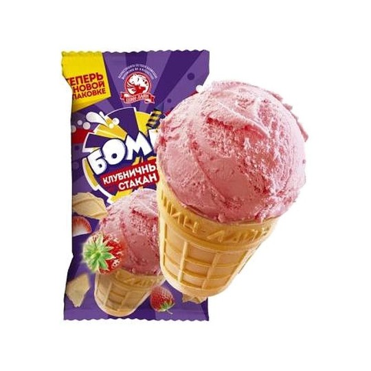 Мороженое Бомба клубничный стакан 90 г