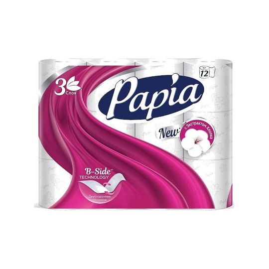  Бумага PAPIA Bali Flower 3 слоя 12 рулонов туалетная 