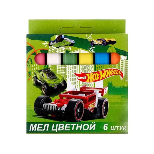 МЕЛ ЦВЕТНОЙ HOT WHEELS 6ШТ В КАРТОННОЙ УП С ЕВРОПОДВЕСОМ 89102 9569706