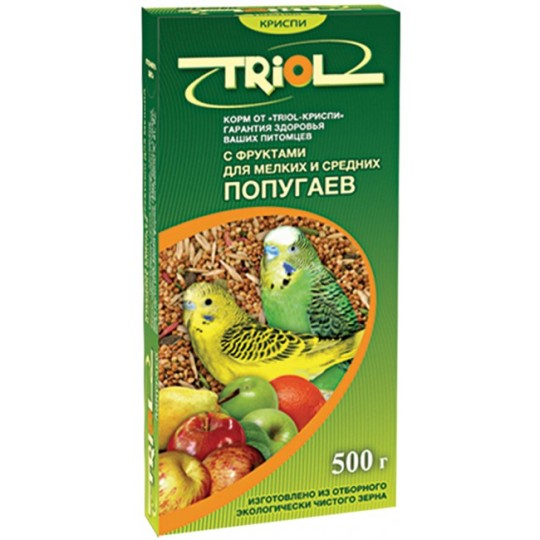 Корм для мелких и средних попугаев с фруктами Triol, 500 гр.