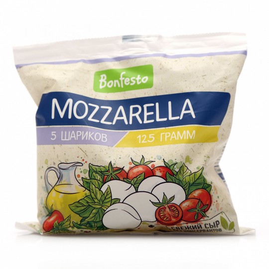 Сыр тертый Mozzarella Bonfesto,  45%, 125 гр
