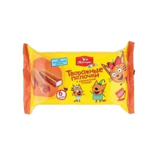 Палочки творожные Три кота в карамельной глазури 6 шт