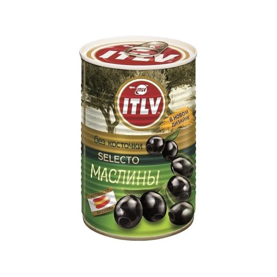 Маслины черные ITLV Selecto без косточки, 425мл