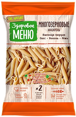  Макароны многозерновые Здоровое меню перья 400 г