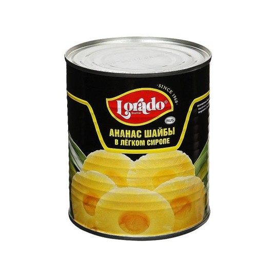 Ананас Lorado Шайбы в легком сиропе 850мл