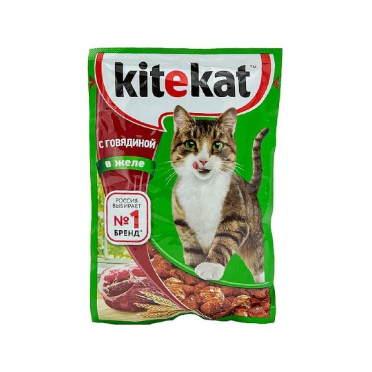 Влажный корм для кошек Kitekat™ с сочными кусочками говядины в желе, 85г