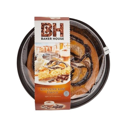 Пирог бисквитный Baker House "Каталонский пирог", шоколадно-карамельная начинка, 400 гр 