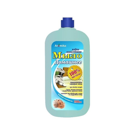 Мыло жидкое хозяйственное Aromika "Домашнее" с морскими минералами, 65%,  1100 мл.