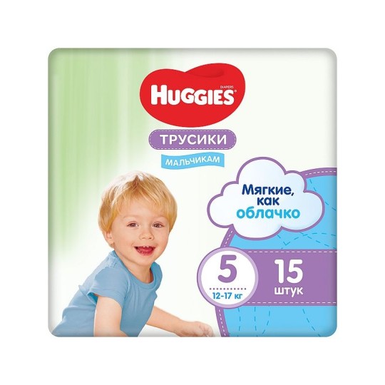 Подгузники-трусики для мальчиков  HUGGIES LW , размер 5, 15 штук