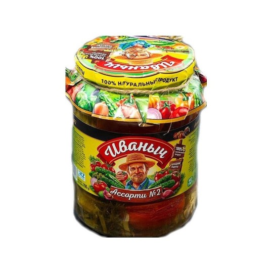 Ассорти овощное "ИВАНЫЧ 2" Томаты и огурцы маринованные,  2000 мл