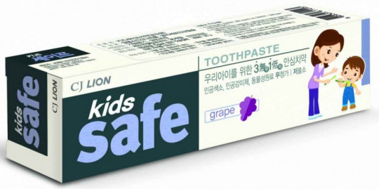   Паста детская зубная  Lion «Kids Safe» со вкусом винограда , от 3-х до 12 лет, 90 гр.