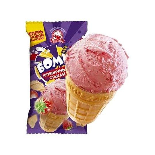 Мороженое Бомба клубничный стакан 90 г