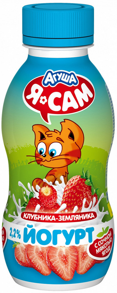200Г Питьевой йогурт АГУША Я САМ клубника-земляника