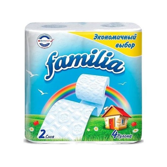 Бумага туалетная Familia радуга 2-слойная 4 рулона