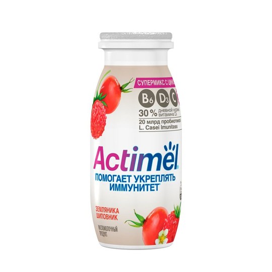 Actimel|Кисломолочный напиток  с земляникой и шиповником 2,5% 100г
