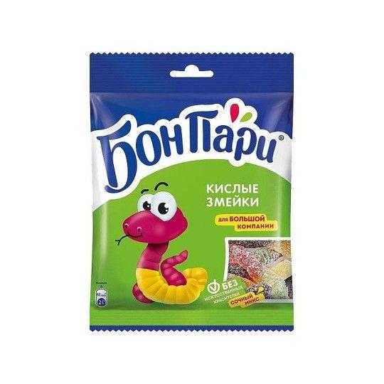 БОН ПАРИ®. КИСЛЫЕ ЗМЕЙКИ. МАРМЕЛАД ЖЕВАТЕЛЬНЫЙ ФИГУРНЫЙ СО ВКУСОМ ФРУКТОВ. 120г