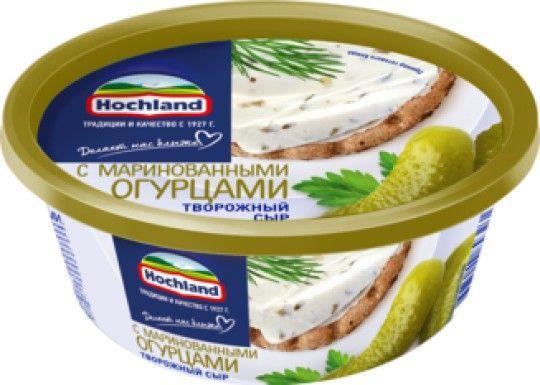 СЫР HOCHLAND ТВОРОЖНЫЙ С МАРИННОВАННЫМИ ОГУРЦАМИ 140ГР