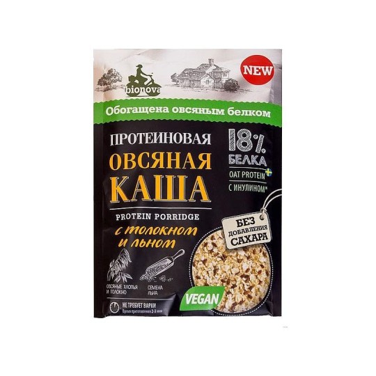 Каша овсяная Bionova С толокном и льном протеиновая 40г