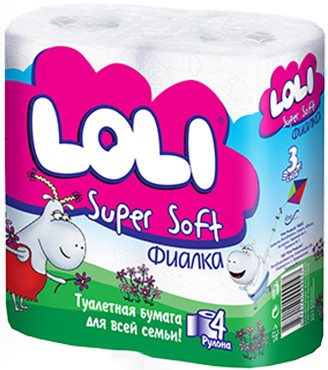 Бумага туалетная Loli фиалка 4 рулона