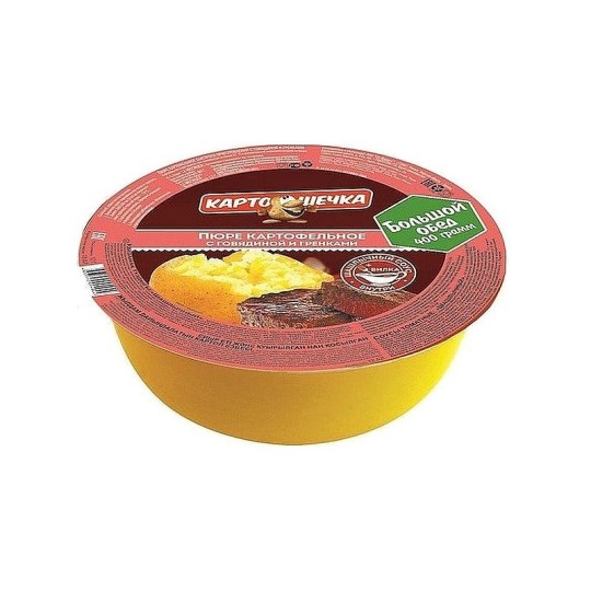 ПЮРЕ КАРТ КАРТОШЕЧКА БОЛЬШОЙ ОБЕД ГОВЯДИНА И ГРЕНКИ+СОУС ШАШЛЫЧНЫЙ ТТ 72Г