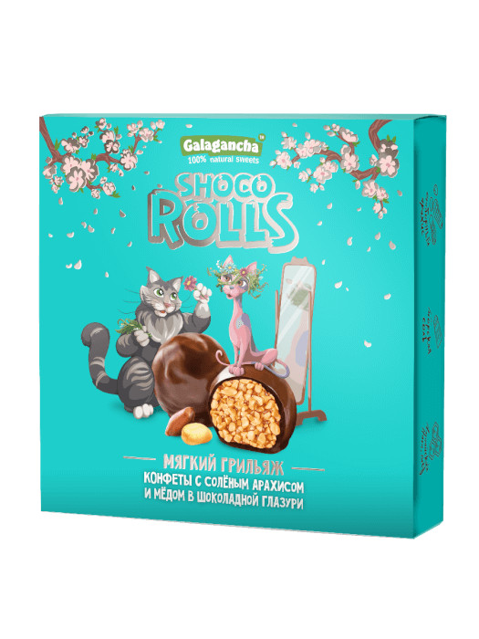 Грильяж Shoco Rolls соленый арахис мед 135г Galagancha