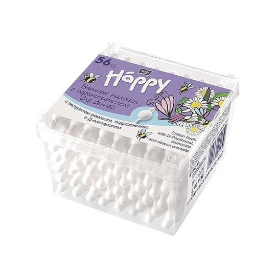 Палочки ватные детские Bella Happy с ограничителем 56 шт