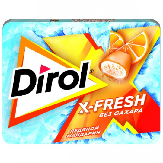 DIROL| X-FRESH жевательная резинка без сахара "ЛЕДЯНОЙ МАНДАРИН"