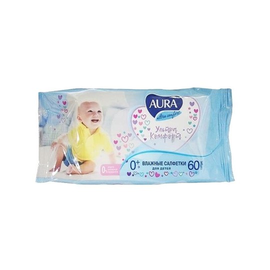 AURA Влажные салфетки для детей Aura Ultra Comfort  60 штук 