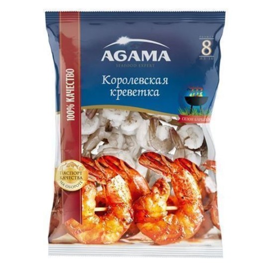 Королевская креветка AGAMA очищенная с хвостом с/м 16/20 850 Г