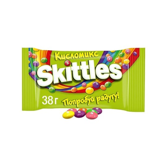 Драже Skittles Кисломикс в сахарной глазури с ароматами малины, ананаса, мандарина, вишни и яблока, 38г