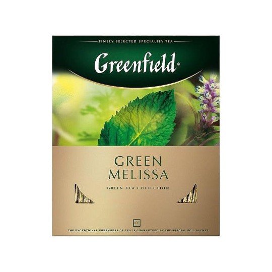 GREENFIELD| чай листовой  "GREEN MELISSA" 100 пакетиков по 1,5 г